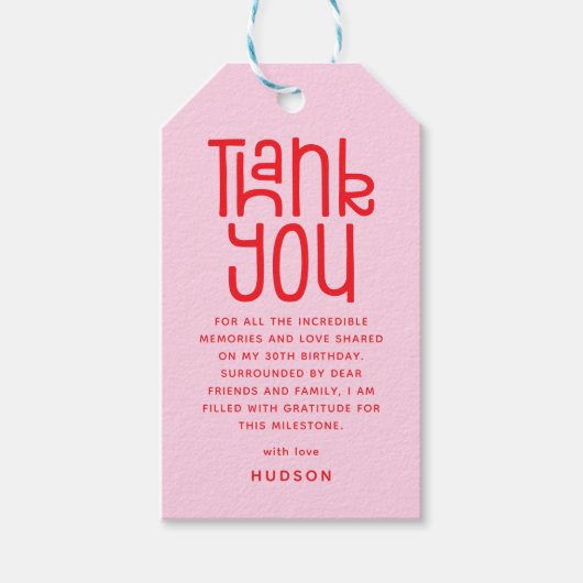 Thank You Modern Birthday Favor Cadeaulabel (Voorkant)