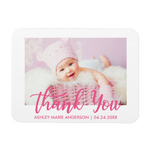 Thank You Modern New Baby Hot Pink Magneet