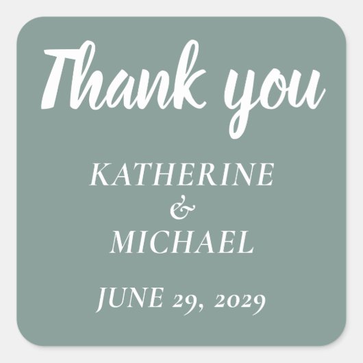 Thank You Modern Sage Wedding Stickers (Voorkant)