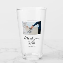 Thank you modern simple wedding couple name messag glas
