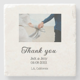 Thank you modern simple wedding couple name messag stenen onderzetter