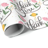 Thank you-Modern typography & floral accents Cadeaupapier (Rol Hoek)
