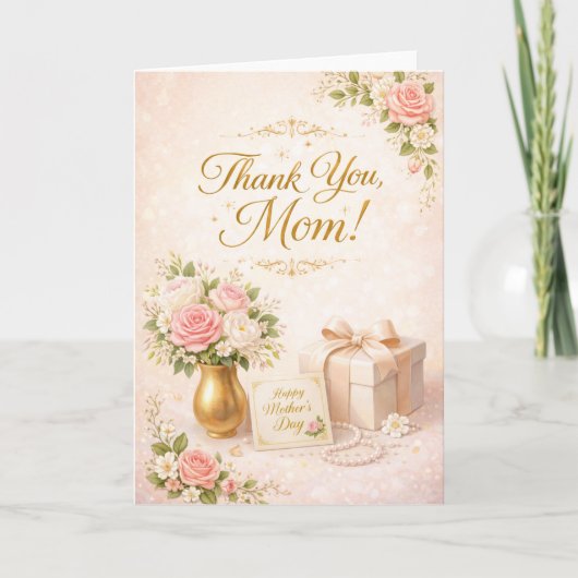 Thank You Mom Design – Heartfelt Appreciation Gift Kaart (Voorkant)