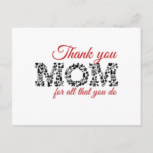 Thank you Mom for all that you do Briefkaart (Voorkant)