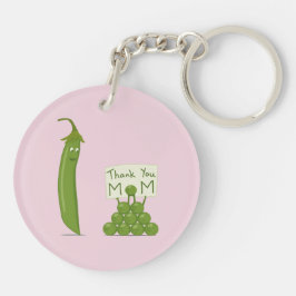 Thank You Mom Greeting with Peapod and Peas Sleutelhanger