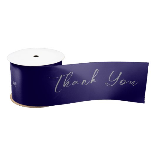 Thank You Navy Ribbon Satijnen Lint (Spoel)