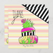 "Thank You" Neon Cactus Invitation Bedankkaart (Voorkant / Achterkant)