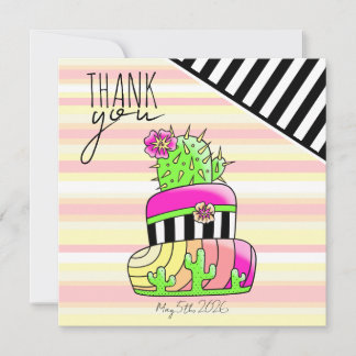 "Thank You" Neon Cactus Invitation Bedankkaart