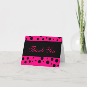 "Thank You" - Neon Pink w / Zwarte Stippen [b] Bedankkaart