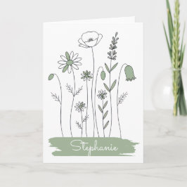 Thank You Note Card - Minimalist Wildflowers Notitiekaartje