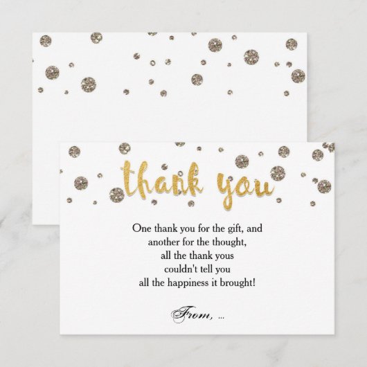 THANK YOU Notitiekaart Goud & Glitterprint Kaart (Voorkant / Achterkant)