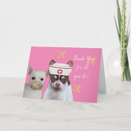 Thank you Nurse Chihuahua greeting card Kaart (Voorkant)