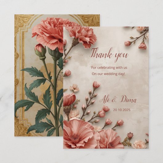 Thank You: Our Love Blooms Bedankkaart (Voorkant / Achterkant)