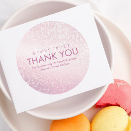 Thank You Pink Glitter Sparkle Small Business Ronde Sticker