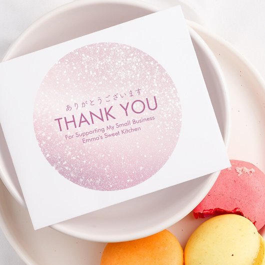 Thank You Pink Glitter Sparkle Small Business Ronde Sticker