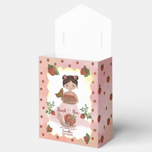 Thank You" Pink Strawberry Baby Shower Bedankdoosjes (Geopend)