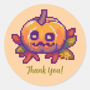 Thank You Pixel Art, Pixelart Pumpkin Ronde Sticker