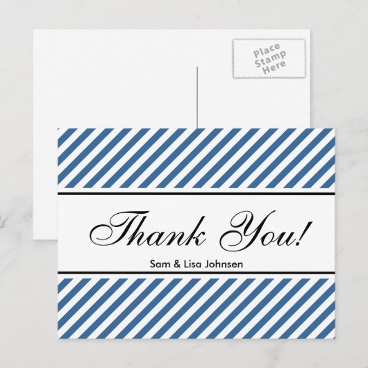 Thank you postcards | Blauwe stripper Briefkaart (Voorkant / Achterkant)
