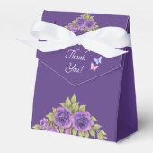 Thank You, Purple Mauve Flowers & White Wedding  Bedankdoosjes (Voorkant Zijde)