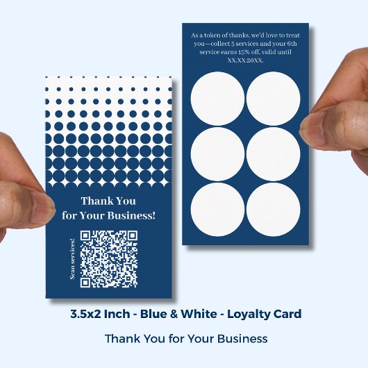 Thank You QR Code - Blue White Service Business Klantenkaartje