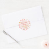 Thank you retro Pink Daisy Checker Ronde Sticker (Envelop)