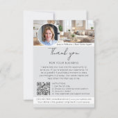 Thank You Review Request with QR Code Photo Grey Kaart (Voorkant)