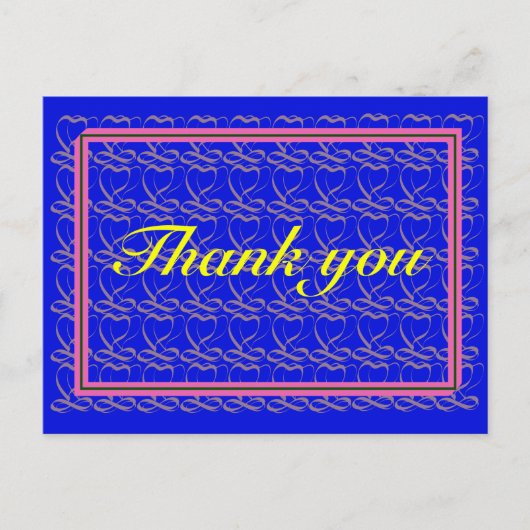 Thank you ~ribbon heart blue~ briefkaart (Voorkant)