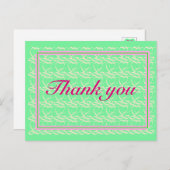 Thank you ~ribbon heart light green~ briefkaart (Voorkant / Achterkant)