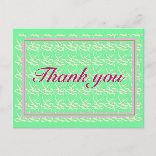 Thank you ~ribbon heart light green~ briefkaart (Voorkant)