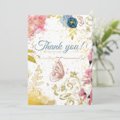 Thank you, rose gold floral  kaart (Staand voorkant)
