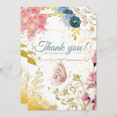 Thank you, rose gold floral  kaart (Voorkant / Achterkant)