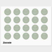 Thank you sage green monogrammed wedding ronde sticker (Vel)