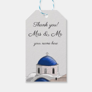 Thank you Santorini Blue Dome gift tag Cadeaulabel