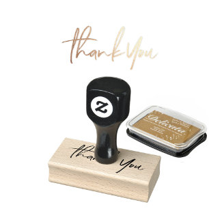 Thank You Script   Elegant metalen goudinkt Rubberstempel