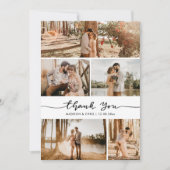 Thank You Script Elegant Wedding Photo Collage Bedankkaart (Voorkant)
