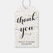 Thank You Script | Gold Polka Dots Patroon Cadeaulabel (Voorkant)