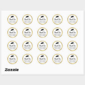Thank You Script Graduation Black White Gold Ronde Sticker (Vel)