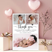 Thank You Script Heart Baby Girl Photo Birth  Aankondiging