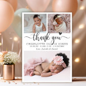 Thank You Script Heart Baby Girl Photo Birth  Aankondiging