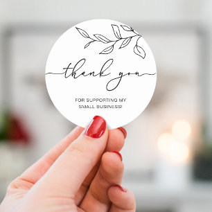Thank You Script Leaves Kleine Zakelijke Gelegenhe Ronde Sticker