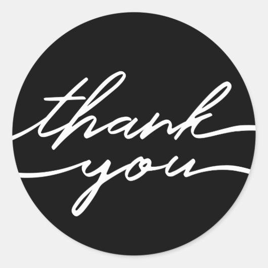 "Thank You" Script Lettering Elegant Black Sticker (Voorkant)