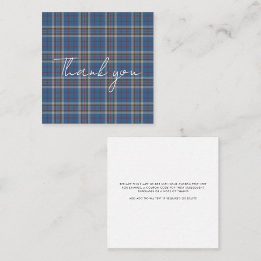 Thank You Script Plaid Tartan Thompson Rustic Notitiekaartje (Voorkant / Achterkant)