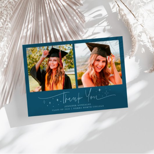 Thank You Script Stars Teal Grad Multi Foto Aankondiging