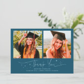 Thank You Script Stars Teal Grad Multi Foto Aankondiging (Staand voorkant)