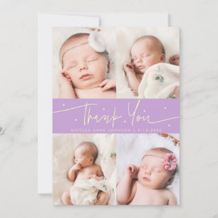Thank You Script Stars Wisteria Foto Raster Geboor Aankondiging