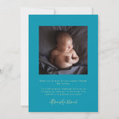 Thank You Script Sterren Aqua Blauwe Foto Raster G Aankondiging (Achterkant)