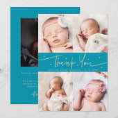 Thank You Script Sterren Aqua Blauwe Foto Raster G Aankondiging (Voorkant / Achterkant)