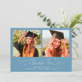 Thank You Script Sterren Denim Blauwe Grad Multi F Aankondiging (Staand voorkant)