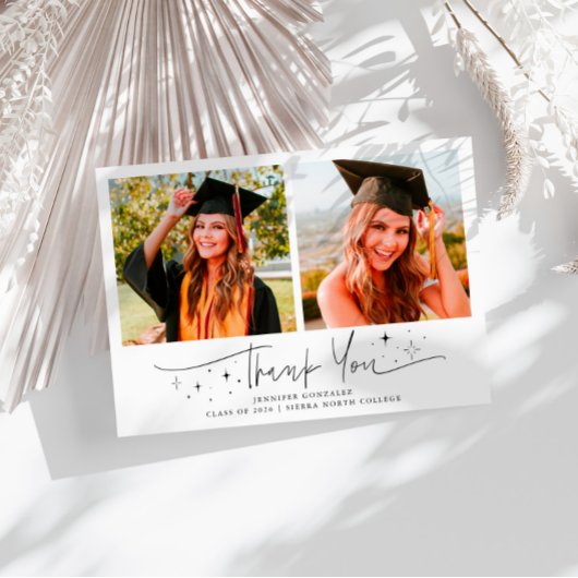 Thank You Script Sterren Witte Grad Multi Foto Aankondiging