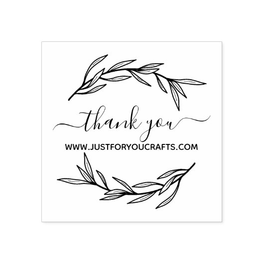 Thank You Script Website Laurel Leaf Rubberstempel (Afrduk)